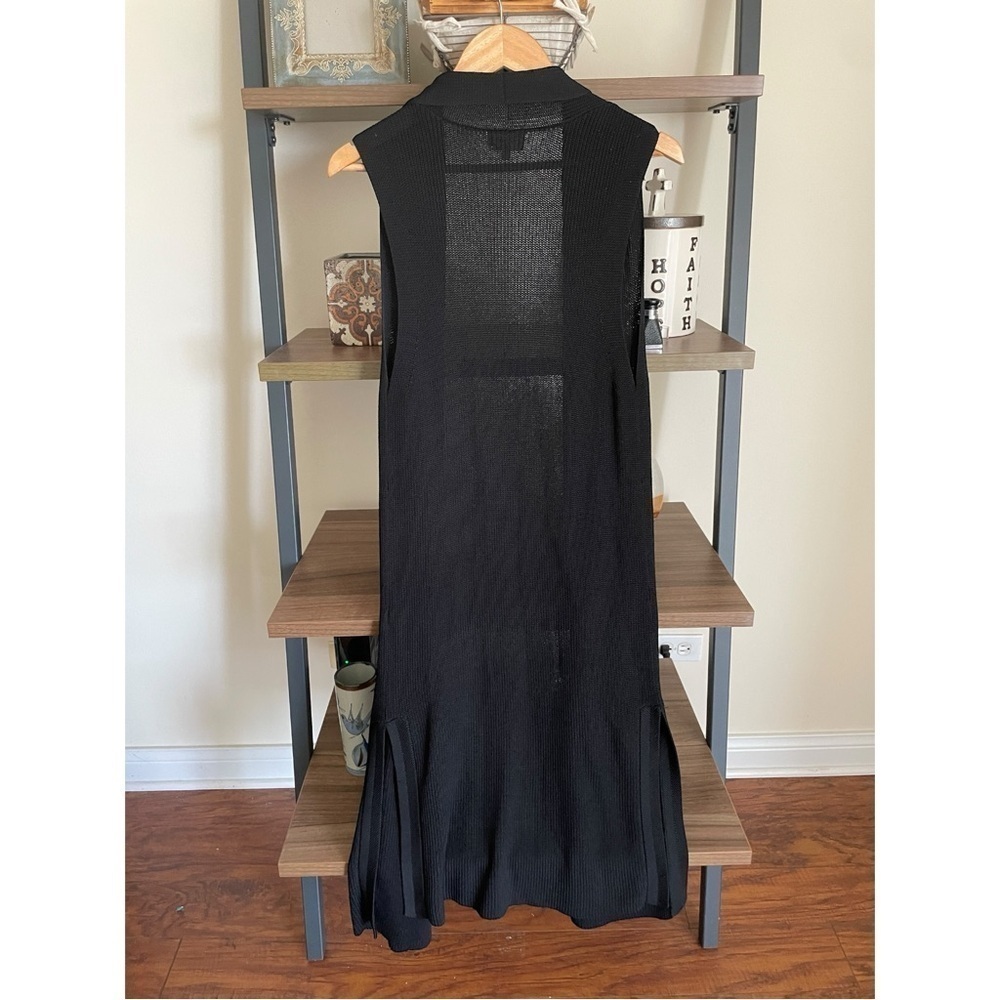 Aritzia Long-line Woven Black Open Front Sweater, M - Picture 5 of 16